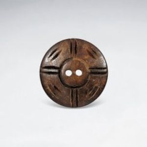 20.4mm Line Carved Two Hole Bone Button Bead pkg of 10