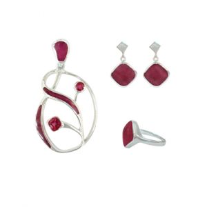 Ruby & Zircon Silver Set
