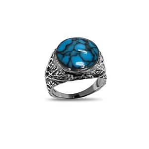 PX5103/SP Reclaimed sterling silver vintage inspired turquoise signet ring