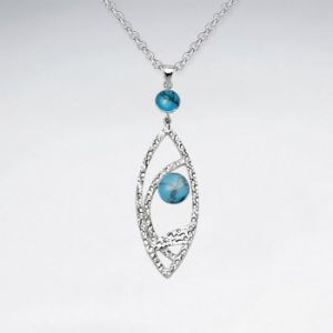 STERLING SILVER OPENWORK MARQUIS GEMSTONE PENDANT