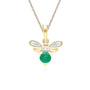 HONEYCOMB INSPIRED EMERALD AND DIAMOND BEE PENDANT NECKLACE