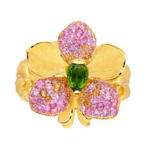 24K PURE GOLD WITH GEMSTONE RING
